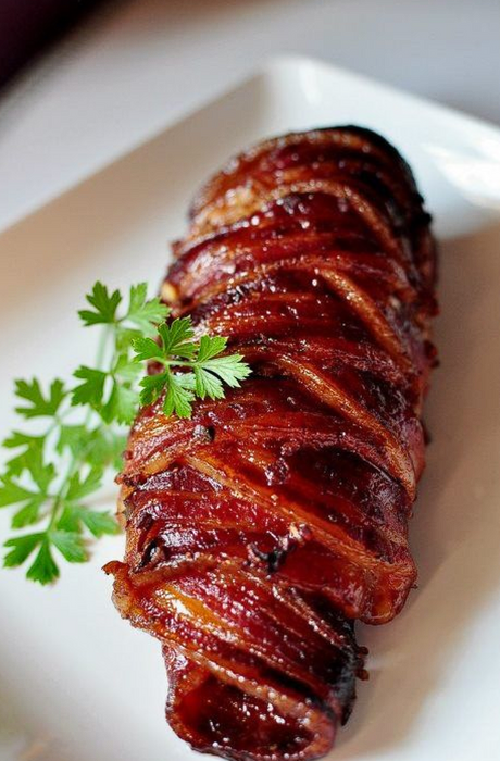 Bacon Wrapped Maple Glazed Pork Loin
