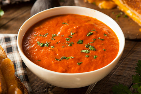 Creamy Tomato Soup with Wild Mushroom & Sage Olive Oil