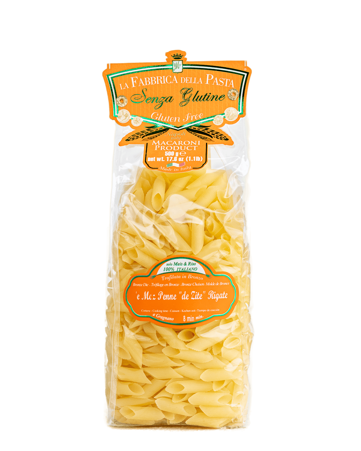 Gluten Free Mezze Penne Rigate by La Fabbrica della Pasta