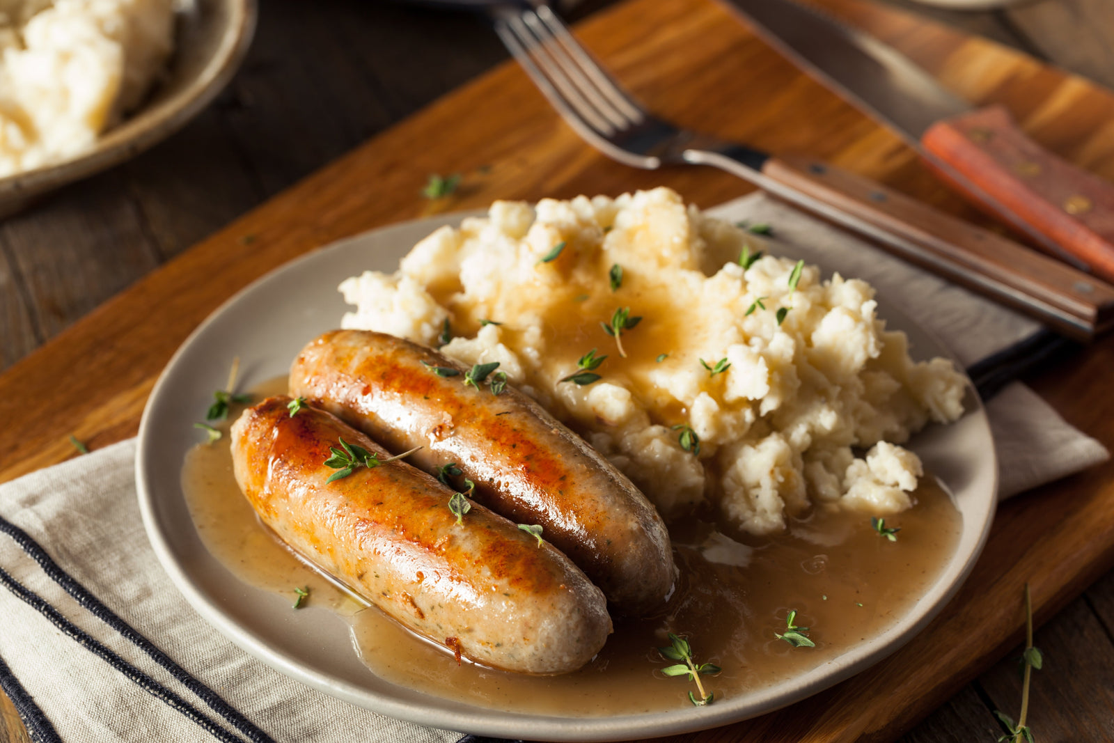 Bangers and Mash with Onion Gravy