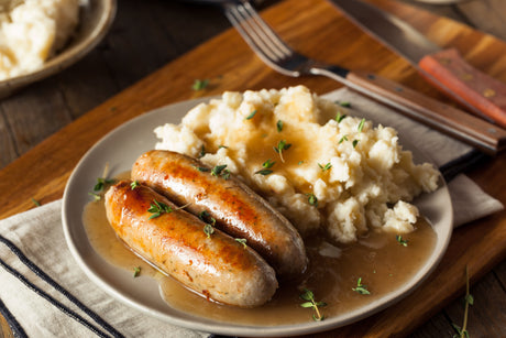 Bangers and Mash with Onion Gravy