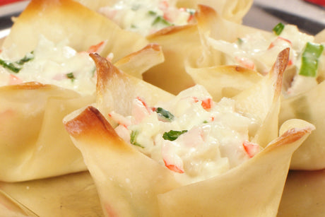 Goat Cheese Wonton Cups with Milanese Gremolata Olive Oil