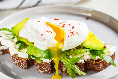 Avocado Poached Egg Toast with Strawberry Balsamic Reduction