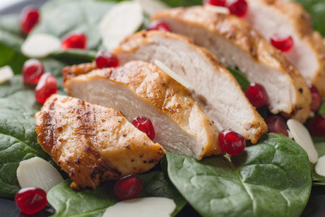 Roasted Chicken & Spinach Pomegranate Salad