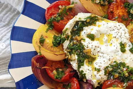 Roasted Tomato & Burrata Salad with Honey-Balsamic Drizzle