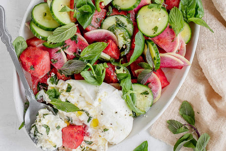 Watermelon Burrata Salad with Radish & Mint