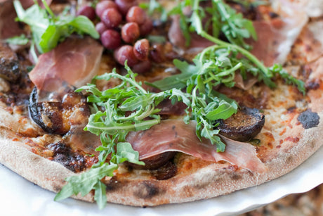 Wild Mushroom & Prosciutto Flatbread with Pomegranate Drizzle