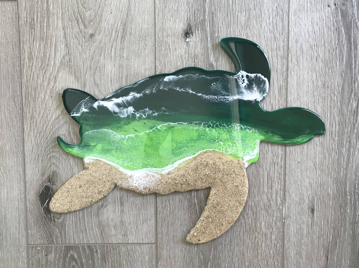 Green Sea Turtle Beach Resin Wall Art