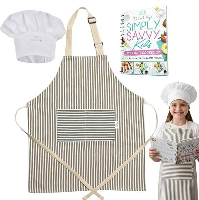 Kids Apron, Hat and Visual Cookbook Gift Set