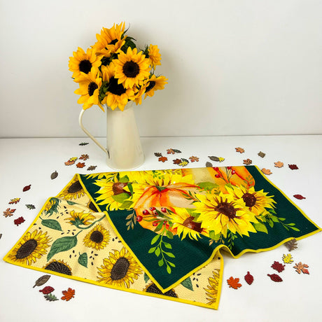 Fall Sunflowers  - Dual Sided Tea Towel